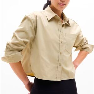 Athleta Midday Cropped Poplin Shirt